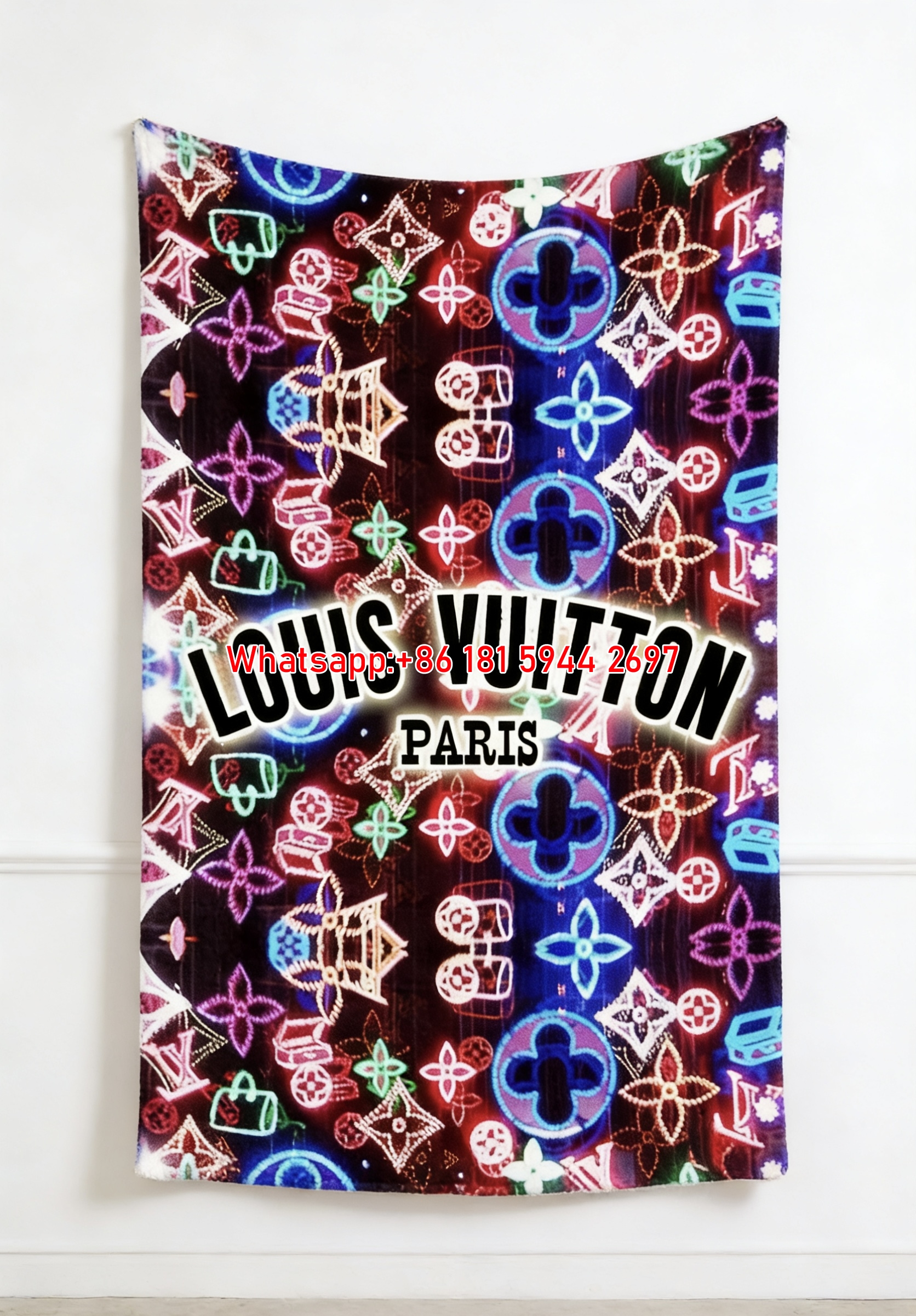 Neon Louis Vuitton Paris Flannel Throw Blanket 442